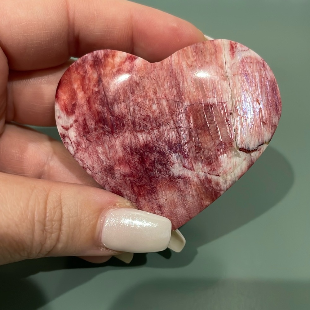 Red Moonstone Crystal Heart